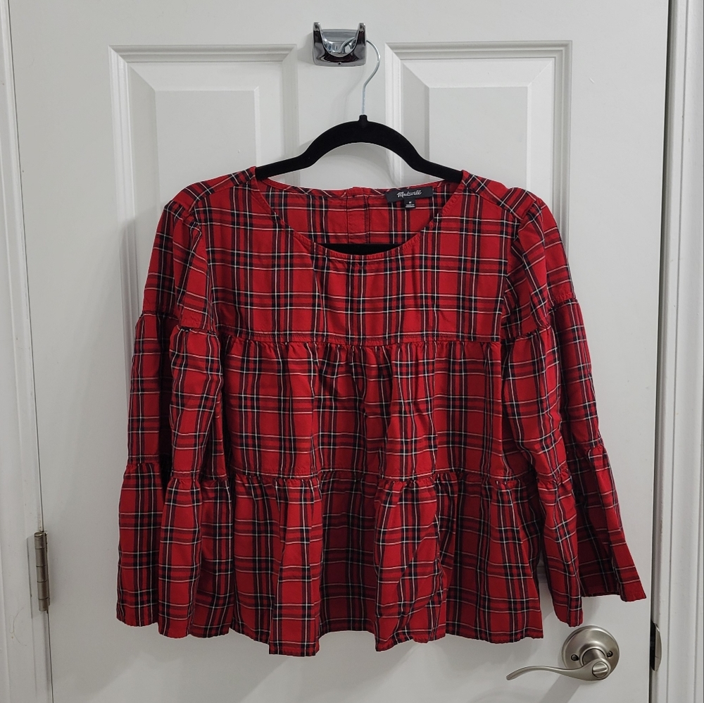Madewell Plaid Babydoll Blouse - Picture 2 of 7